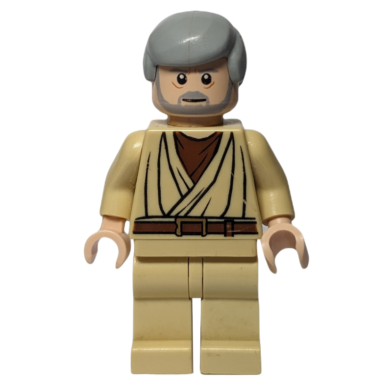 Lego Obi-Wan Kenobi, Old, Tan Robes, Hair, White Pupils, Gray Beard, 3626cpr0638
