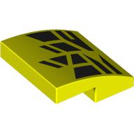 Lego Brick Curved 2 x 2 x 2/3 with Black Shapes print / Vibrant Yellow