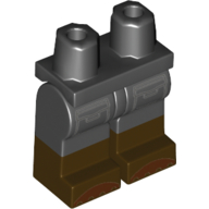 Lego Hips with Black Legs and Dark Brown Boots Pattern with Light Bluish Gray Pocket Outlines and Reddish Brown Toes Print / Black