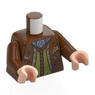 Lego Torso, Coat, Olive Green Short, Sand Blue Ascot print, Reddish Brown Arms, Light Nougat Hands / Reddish Brown