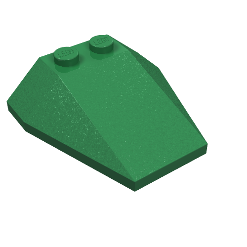 Lego Brick Wedged, Sloped 4 x 4 Triple, No Stud Notches / Green