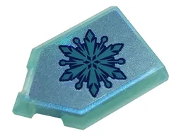Tile, Modified 2 x 3 Pentagonal with Metallic Light Blue Snowflake Pattern (Sticker) - Set 43197