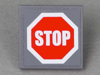 Lego Road Sign 2 x 2 Square with Clip with Red Stop Sign Pattern (Sticker) - Set 7781