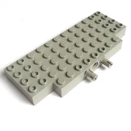 Brick Special 5 x 12 with Two 1 x 2 Cutouts, 1 Hole and 2 Fixed Rotatable Friction Pins on Side / Light Gray