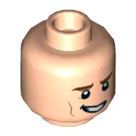 Minifig Head The Flash, Brown Eyebrows, Smile Showing Teeth Print / Light Nougat