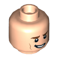 Lego Minifig Head The Flash, Brown Eyebrows, Smile Showing Teeth Print / Light Nougat