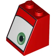 Brick Sloped 65° 2 x 2 x 2 with Eye, Green, Right Print (Mack)