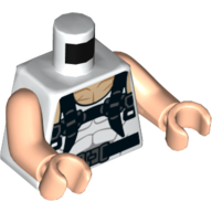 Lego Torso Vest with Muscles and Black Harness Print, Light Arms and Hands / White