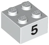 Brick 2 x 2 with Black "5" Print