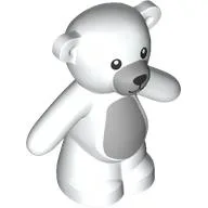 Animal, Bear / Teddy, Arms Down with Light Bluish Grey Snout, Chest Print / White