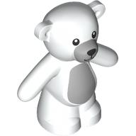 Lego Animal, Bear / Teddy, Arms Down with Light Bluish Grey Snout, Chest print / White