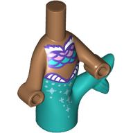 Lego Microdoll Body Mermaid Dark Turquoise Tail, Dark Purple/Bright Pink/Dark Azure Shells