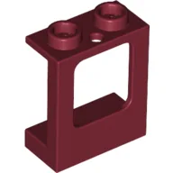 Window 1 x 2 x 2 Plane, Hollow Studs, Single Hole Top and Bottom for Glass / Dark Red