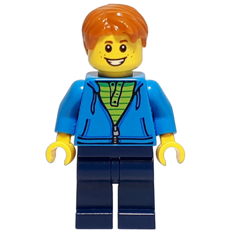 Lego Dark Azure Torso, Dark Blue Legs, Dark Orange Hair