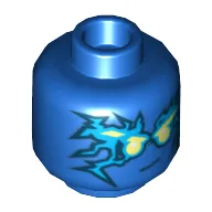 Minifig Head Jay (NRG), Blue Energy Print [Hollow Stud] / Blue