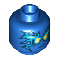 Lego Minifig Head Jay (NRG), Blue Energy Print [Hollow Stud] / Blue
