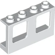 Window 1 x 4 x 2 Plane, Hollow Studs, Single Hole Top and Bottom for Glass / White
