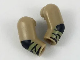 Arm, (Matching Left and Right) Pair with Black Gloves, Olive Green Wrappings Pattern / Dark Tan