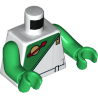 Lego Torso Classic Space Logo, Futuron Green Print, Green Arms and Hands / White