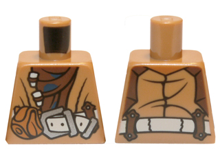 Lego Torso LotR Coat with Brown Shirt and Belt with Pouch Pattern