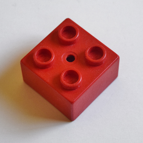Lego Duplo Brick 2 x 2 with Small Center Hole (For Pull Toy) / Red