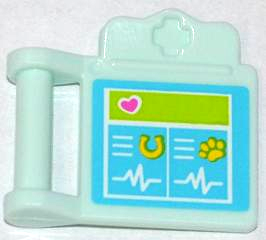Lego Friends Accessories Medical Clipboard with Bar Handle with Pink Heart, Yellow Horseshoe, Paw Print and White Heart Monitor Lines Pattern (Sticker) - Set 3188