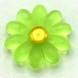 Clikits Icon, Flower 2 x 2 Large, 10 Petals with Pin, Trans-Yellow Center Cabochon / Trans-Light Bright Green