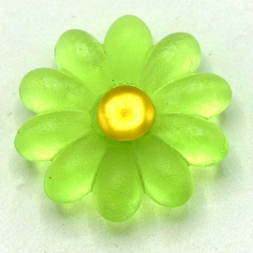 Lego Clikits Icon, Flower 2 x 2 Large, 10 Petals with Pin, Trans-Yellow Center Cabochon / Trans-Light Bright Green