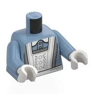 Torso, White Maid Apron, Light Bluish Grey Trim Print, Sand Blue Arms, White Hands / Sand Blue