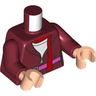 Torso, Hoodie, Laces, Dark Pink Belt, Red Scarf, White Shirt Print, Dark Red Arms, Light Nougat Hands / Dark Red