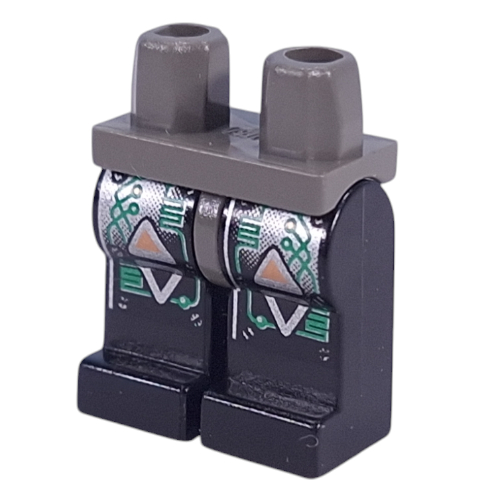 Lego Hips and Black Legs with Insectoids Green Circuitry Print