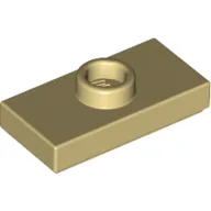 Plate Special 1 x 2 with 1 Stud with Groove and Inside Stud Holder (Jumper) / Tan