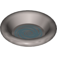 Lego Equipment Dish / Plate / Bowl 3 x 3 with Swirling Water (Pensieve) Print / Flat Silver