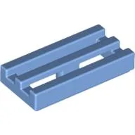 Tile Special 1 x 2 Grille with Bottom Groove / Medium Blue