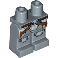 Lego Hips and Sand Blue Legs with Brown Belt with Rounds on Straps and Metallic Silver Armor Print (Jango Fett) / Sand Blue
