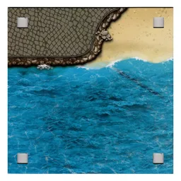 Baseplate with 4 Square Corner Holes and Water / Beach Print / [No Color/Any Color]