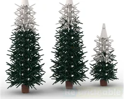 Snow capped pine trees