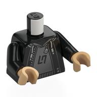 Lego Torso, Jacket, Dark Bluish Grey Hoody, Black 'LN' print, Black Arms, Warm Tan Hands / Black