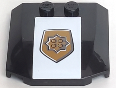 Lego Wedge 4 x 4 x 2/3 Triple Curved with World City Gold Police Badge on White Background Pattern (Sticker) - Sets 4850 / 7030 / Black