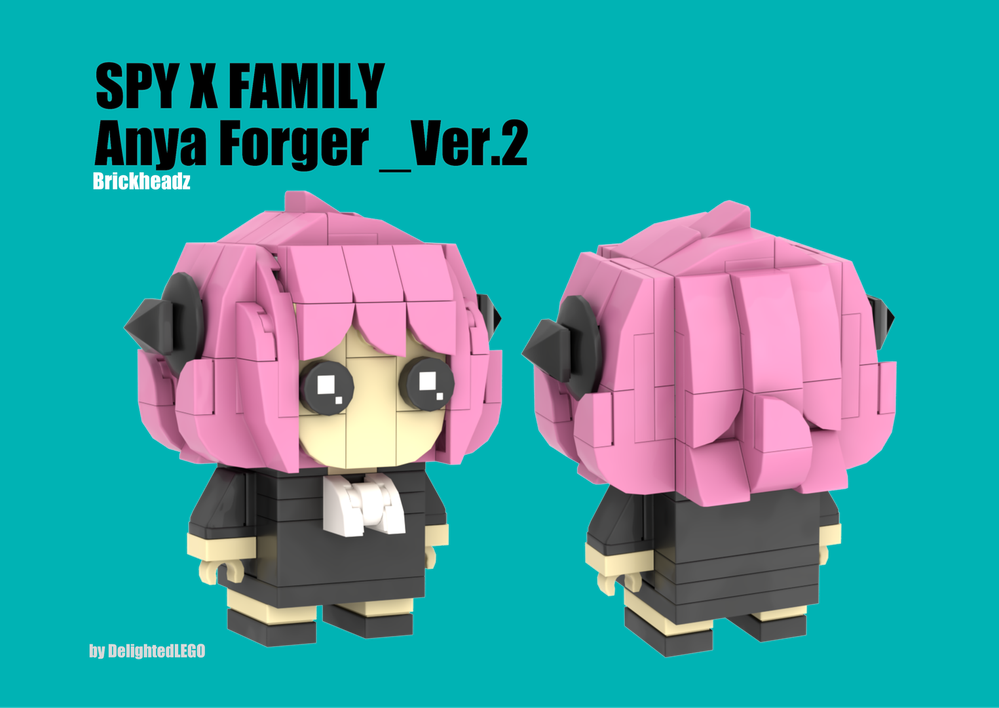 Lego Anya Forger _Ver.2 from SPY x FAMILY, 3X3 Brickheadz