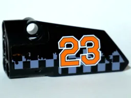 Technic, Panel Fairing # 3 Small Smooth Long, Side A with Orange '23' on Gray Checkered Background Pattern (Sticker) - Set 42002