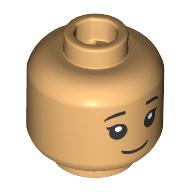 Lego Minifig Head Cho Chang, Worried/Smile / Warm Tan