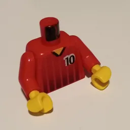 Torso, Soccer Shirt, Black Fading Stripes and '10' Front and Back Print, Red Arms, Yellow Hands