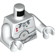 Lego Torso Armor with Plates with Concentric Circles, Wires, and 2 Red Dots Print, White Arms and Hands / White