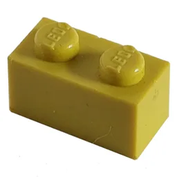 Modulex Brick 1 x 2 with LEGO on Stud / Modulex Lemon
