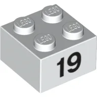 Brick 2 x 2 with Black "19" Print