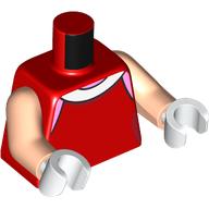 Lego Torso White Color, Bright Pink Panels Print, Light Nougat Arms, White Hands / Red