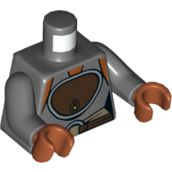 Lego Torso Vest Top with Dark Brown Print (Ahsoka), Dark Bluish Gray Arms, Dark Orange Hands / Dark Bluish Gray