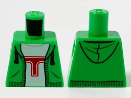 Torso Hoodie, White Shirt with Red Capital Letter T Pattern / Bright Green