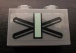 Brick 1 x 2 with X and Sand Green Bar Pattern (Sticker)